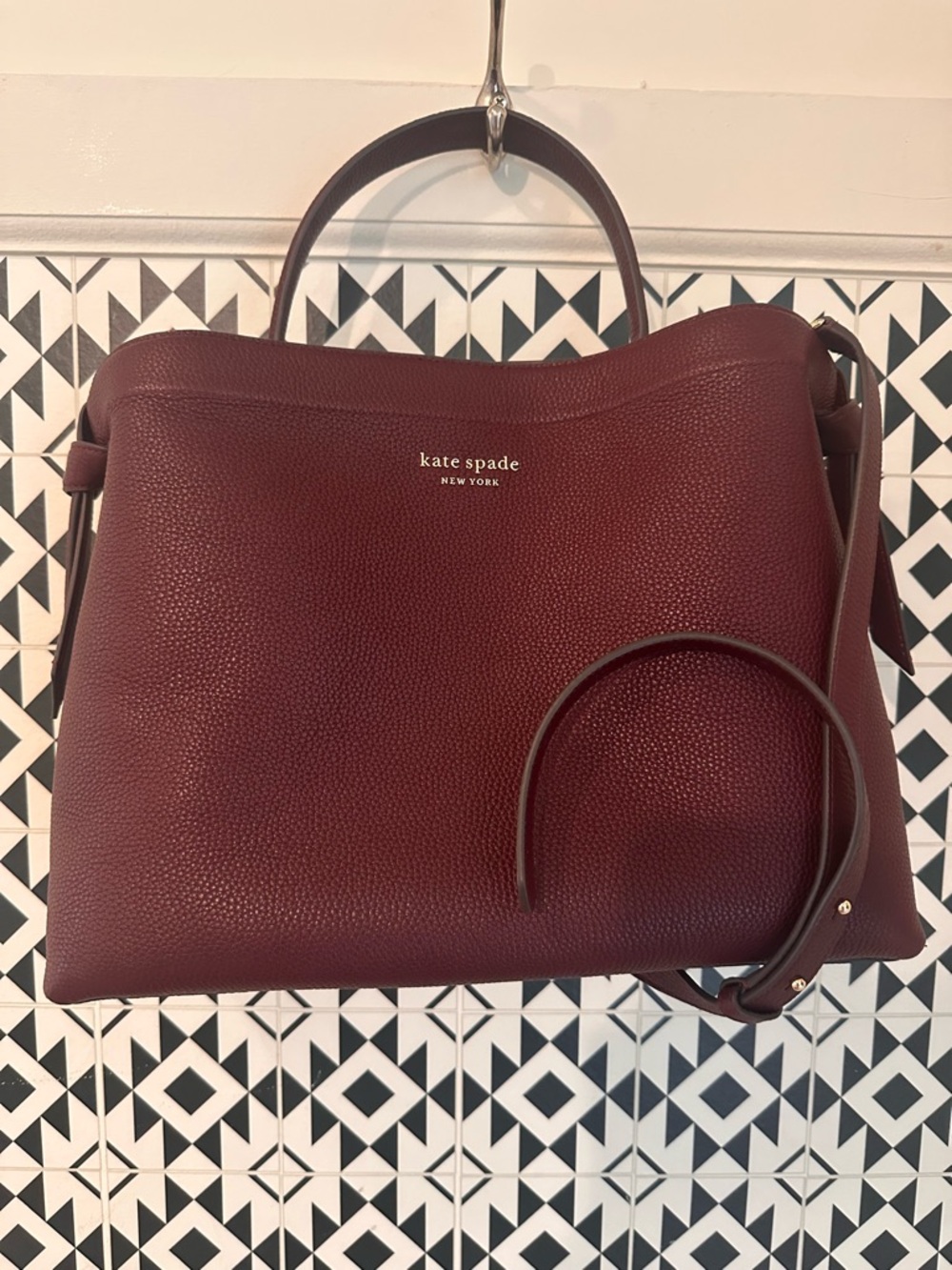 kate spade Pebbled Leather Tote in Wine